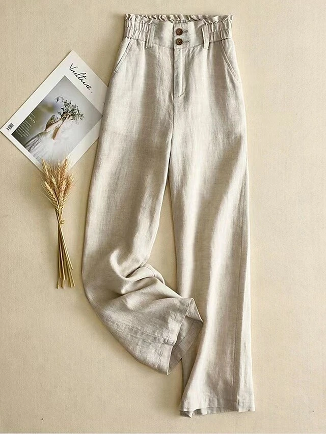 Women's Plus Size Loungewear Pants Pure Color Basic Casual Comfort Home Daily Vacation Cotton Breathable Pant Pocket Summer Spring Black White 5 Women's Plus Size Loungewear Pants Pure Color Basic Casual Comfort Home Daily Vacation Cotton Breathable Pant Pocket Summer Spring Black White - Image 3