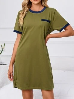 Women's Loungewear Nightshirt Pure Color Fashion Casual Soft Home Daily Bed Polyester Crew Neck Short Sleeve Pocket Summer Spring Claret ArmyGreen 19 Women's Loungewear Nightshirt Pure Color Fashion Casual Soft Home Daily Bed Polyester Crew Neck Short Sleeve Pocket Summer Spring Claret ArmyGreen -Ladies Pajamas Store favdma1692689278293