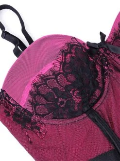 Women's Gartered Lingerie Sexy Lingerie Teddies & Bodysuits 1 Set Flower Sexy Uniforms Casual Bed Valentine's Day Polyester V Wire Sleeveless Lace Bow Fall Summer Purple Red / Buckle / Buckle -Ladies Pajamas Store fgkqvu1629119060461