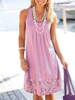 Women's Plus Size Loungewear Nightgown Nightshirt Dress Flower Simple Casual Comfort Home Daily Going Out Polyester Breathable Sleeveless Summer Spring Yellow Pink -Ladies Pajamas Store fikqqi1678257330154