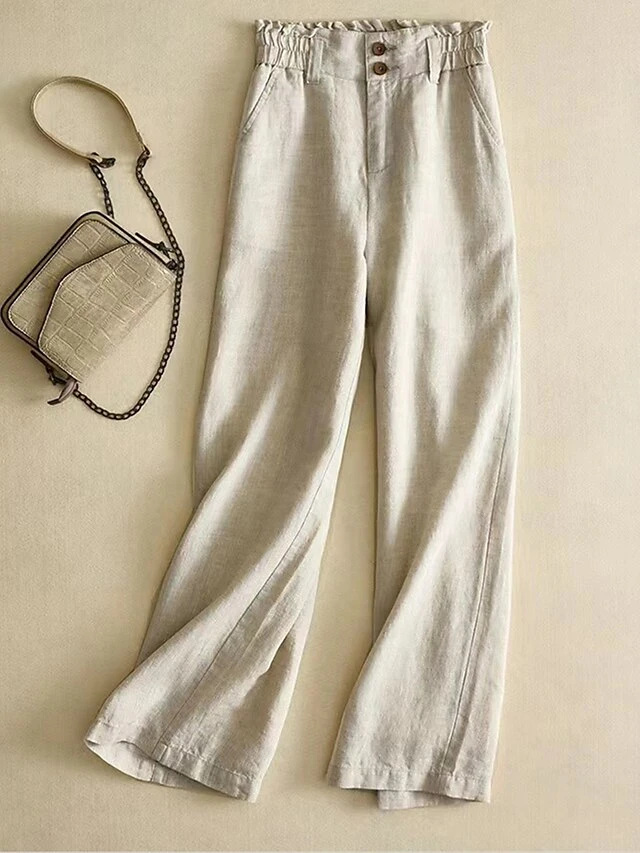 Women's Plus Size Loungewear Pants Pure Color Basic Casual Comfort Home Daily Vacation Cotton Breathable Pant Pocket Summer Spring Black White 4 Women's Plus Size Loungewear Pants Pure Color Basic Casual Comfort Home Daily Vacation Cotton Breathable Pant Pocket Summer Spring Black White - Image 2