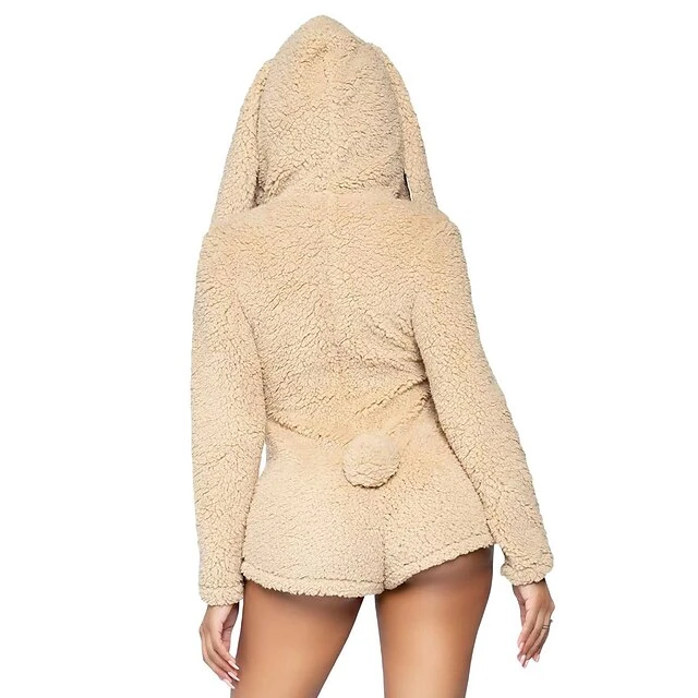 Women's Pajamas Onesie Jumpsuit Pure Color Warm Fashion Plush Home Daily Bed Polyester Warm Breathable Hoodie Long Sleeve Fall Winter Pink Khaki 5 Women's Pajamas Onesie Jumpsuit Pure Color Warm Fashion Plush Home Daily Bed Polyester Warm Breathable Hoodie Long Sleeve Fall Winter Pink Khaki - Image 3