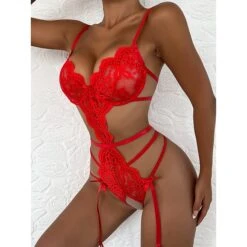 Women‘s Christmas Lingeries Gift Sexy Bodies Garter Teddies & Bodysuits Flower Ultra Slim Hot Soft Bed Xmas Valentine‘s Day Straps Hole Including Garter Belts Summer Black Wine / Buckle -Ladies Pajamas Store fmpviu1657261624065