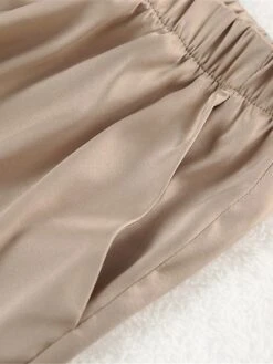 Women's Loungewear Sets Pure Color Fashion Comfort Soft Home Daily Bed Satin Breathable Lapel Long Sleeve Shirt Pant Button Pocket Fall Winter Khaki -Ladies Pajamas Store fovttt1693206720285