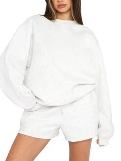 Women's Lounge Sets Sweatshirt And Shorts Pure Color Fashion Casual Comfort Street Daily Date Polyester Breathable Crew Neck Long Sleeve Hoodie Shorts Fall Winter Black White 11 Women's Lounge Sets Sweatshirt And Shorts Pure Color Fashion Casual Comfort Street Daily Date Polyester Breathable Crew Neck Long Sleeve Hoodie Shorts Fall Winter Black White -Ladies Pajamas Store fphwsq1691566017684