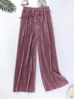 Women's Loungewear Pants Lounge Pants Pure Color Fashion Casual Comfort Home Daily Vacation Polyester Breathable Pant Elastic Waist Summer Spring Black Pink -Ladies Pajamas Store fpokci1681275606392