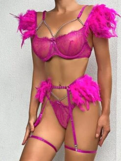 Women's Sexy Lingerie Pure Color Lovers Hot Comfort Home Bed Lace Breathable Square Neck Sleeveless Backless Feather Summer Spring Black White -Ladies Pajamas Store fsgych1695713029116