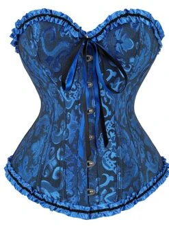 Corset Women's Tops Corsets Trachtenmieder Halloween Prom Wedding Party Birthday Party Royal Blue Spandex Sexy Country Simple Style Buckle Lace Up Lace Retro Push Up Lace Artwork Flower All Seasons