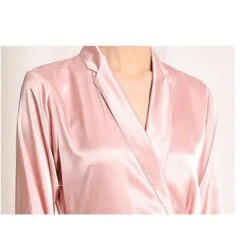 Women's Pajamas Bathrobe Robes Gown Nighty 1 PCS Pure Color Simple Retro Comfort Xmas Party Home Christmas Satin Gift V Wire Long Sleeve Basic Belt Included Summer Spring Navy Lotus Root Starch -Ladies Pajamas Store fvefuq1626850987317