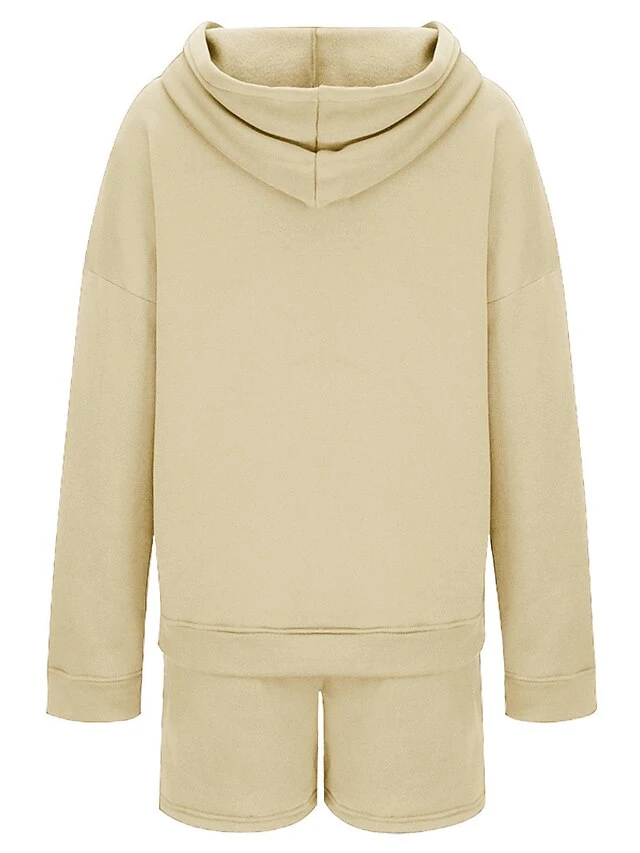 Women's Loungewear Sets Pure Color Sport Casual Comfort Home Street Daily Cotton Blend Breathable Hoodie Long Sleeve Hoodie Shorts Pocket Fall Winter Black Pink 17 Women's Loungewear Sets Pure Color Sport Casual Comfort Home Street Daily Cotton Blend Breathable Hoodie Long Sleeve Hoodie Shorts Pocket Fall Winter Black Pink - Image 15