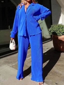 Women's Loungewear Sets Pure Color Fashion Comfort Soft Home Street Daily Acrylic Breathable Lapel Long Sleeve Shirt Pant Button Fall Winter Black Yellow