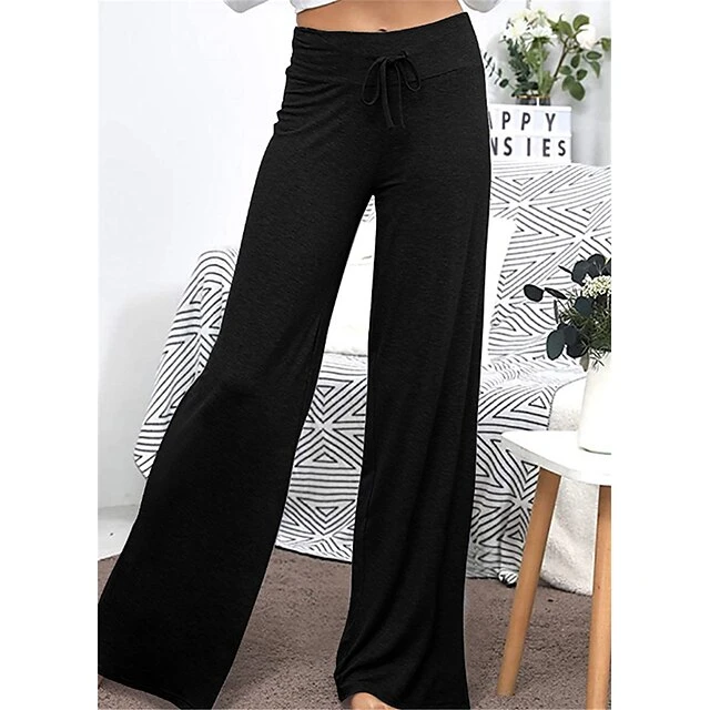 Women's Loungewear Pants Nighty 1 PCS Pure Color Fashion Simple Comfort Home Daily Vacation Cotton Breathable Long Pant Elastic Waist Basic Summer Spring Black Wine 11 Women's Loungewear Pants Nighty 1 PCS Pure Color Fashion Simple Comfort Home Daily Vacation Cotton Breathable Long Pant Elastic Waist Basic Summer Spring Black Wine - Image 9