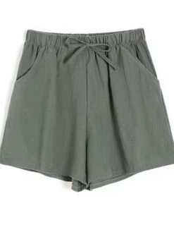 Women's Loungewear Shorts Comfy Summer Shorts Cotton Elastic Waist Casual Solid Color Drawstring Comfy Shorts Black White -Ladies Pajamas Store fyharg1682486182248