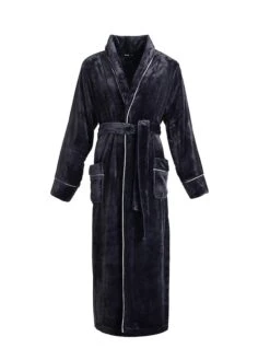 Couple‘s Flannel Bathrobe Pajamas Patchwork Warm Simple Plush Home Bed Warm Breathable V Wire Long Sleeve Pocket Fall Winter -Ladies Pajamas Store fyjlxf1696232051243