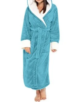 Women's Warm Plush Robes Gown Pure Color Comfort Xmas Home Daily Bed Polyester Breathable Hoodie Long Sleeve Pocket Fall Winter Black Pink -Ladies Pajamas Store fyljrr1692602375259