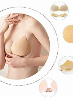 Women's Plus Size Bras & Bralettes Adhesive Bra Strapless 3/4 Cup Solid Color Micro-elastic Breathable Push Up Invisible Wedding Party Party & Evening Silica Gel 805-1 Skin Tone / 1 PC -Ladies Pajamas Store fyzbzq1658999717516
