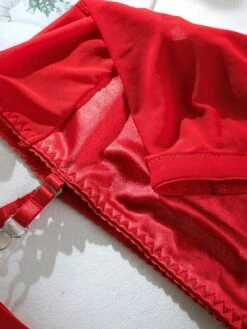 Women's Christmas Sexy Lingerie Sets 4 Pieces Pure Color Lovers Hot Home Bed Xmas Valentine's Day Satin Breathable Straps Sleeveless Backless Summer Spring Black Red -Ladies Pajamas Store gfcrno1695713011182