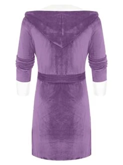 Women's Warm Plush Robes Gown Pure Color Comfort Xmas Home Daily Bed Polyester Breathable Hoodie Long Sleeve Pocket Fall Winter Black Pink -Ladies Pajamas Store gfpcaf1692602390559