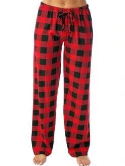 Women's Christmas Lounge Pants Grid / Plaid Simple Casual Comfort Home Daily Bed Polyester Breathable Pant Pocket Elastic Waist Fall Winter Black Light Green