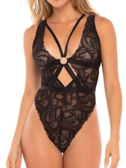 Women's Sexy Lingerie Bodysuits Teddies & Bodysuits Pure Color Hot Home Spandex V Wire Backless Hole Spring Summer Black / Lace -Ladies Pajamas Store gmffgk1650337959908