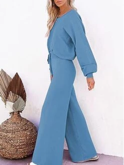 Women's Loungewear Sets Pure Color Fashion Comfort Soft Home Daily Bed Polyester Breathable Crew Neck Long Sleeve Pullover Pant Fall Winter Black Light Green -Ladies Pajamas Store gpclvv1694072405674