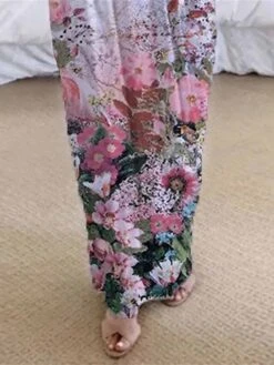 Women's Loungewear Nightshirt Dress Butterfly Flower Fashion Casual Comfort Home Daily Bed Polyester Breathable Crew Neck Short Sleeve Dress Pocket Summer Spring White Red -Ladies Pajamas Store gqdkjl1679970433711