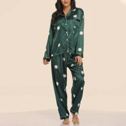 Women's Pajamas Sets Pjs 2 Pieces Flower Simple Hot Comfort Party Home Daily Satin Lapel Long Sleeve Shirt Pant Elastic Waist Fall Spring 6003 6020 -Ladies Pajamas Store gtjtyr1665566659664