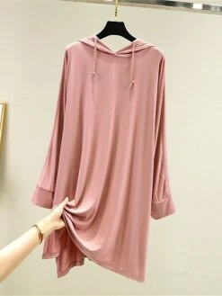 Women's Pajamas Sweatshirt Pullover Nightshirt Pure Color Fashion Simple Casual Home Daily Bed Modal Breathable Hoodie Long Sleeve Hoodie Hoodie Summer Fall Black Pink -Ladies Pajamas Store gxhtpv1690277187820