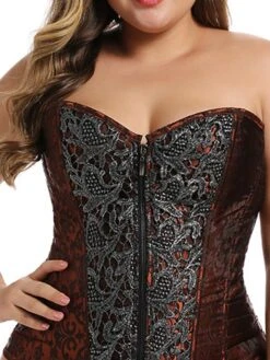 Women's Corsets Halloween Waist Trainer Body Shaper Pure Color Fashion Retro Hot Party Carnival Polyester Breathable Bandeau Embroidery Adjustable Summer Spring Brown -Ladies Pajamas Store gymgfl1691133315403