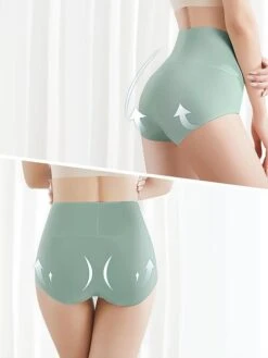 Women's Panties Set 4 Pcs High Waist Ice Silk Breathable Pure Cotton Crotch Lifting Buttocks And Abdomen Panties Random Color -Ladies Pajamas Store hapikw1686191427672