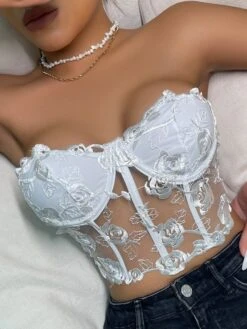 Corset Women's Corset Tops Prom Party & Evening Club Black White Red Sexy Underbust Corset Buckle Tummy Control Lace Summer Spring -Ladies Pajamas Store hashfo1647853845819