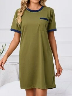 Women's Loungewear Nightshirt Pure Color Fashion Casual Soft Home Daily Bed Polyester Crew Neck Short Sleeve Pocket Summer Spring Claret ArmyGreen 20 Women's Loungewear Nightshirt Pure Color Fashion Casual Soft Home Daily Bed Polyester Crew Neck Short Sleeve Pocket Summer Spring Claret ArmyGreen -Ladies Pajamas Store hbezou1692689279086