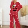 Women's Christmas Pajamas Sets Santa Claus Snowflake Warm Comfort Soft Home Christmas Daily Polyester Gift V Wire Long Sleeve Pant Fall Winter Wine Green 2 Women's Christmas Pajamas Sets Santa Claus Snowflake Warm Comfort Soft Home Christmas Daily Polyester Gift V Wire Long Sleeve Pant Fall Winter Wine Green -Ladies Pajamas Store hecyeg1697701128070