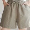 Women's Loungewear Shorts Comfy Summer Shorts Cotton Elastic Waist Casual Solid Color Drawstring Comfy Shorts Black White -Ladies Pajamas Store heslgi1682486183128
