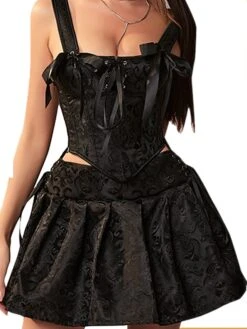 Women's Corsets Halloween Waist Trainer Body Shaper Pure Color Fashion Retro Hot Party Carnival Polyester Breathable Straps Sleeveless Strap Top Skirt Adjustable Summer Spring Black