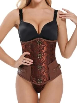Women's Corsets Halloween Waist Trainer Body Shaper Flower Fashion Retro Hot Party Carnival Polyester Breathable Bandeau Sleeveless Adjustable Summer Spring Black Brown