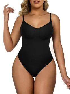 Women's Plus Size Bodysuits Body Shaper Pure Color Fashion Hot Vacation Gyms Nylon Breathable Straps Sleeveless Backless Summer Spring Black Long Black Briefs -Ladies Pajamas Store hmbqgm1694417571635