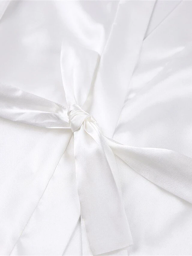Women's Pajamas Bathrobe Robes Gown Pure Color Fashion Casual Comfort Home Daily Bed Satin Breathable V Wire Long Sleeve Feather Summer Fall White 11 Women's Pajamas Bathrobe Robes Gown Pure Color Fashion Casual Comfort Home Daily Bed Satin Breathable V Wire Long Sleeve Feather Summer Fall White - Image 9
