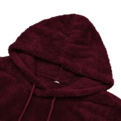 Women's Plus Size Loungewear Top Pure Color Warm Simple Plush Home Daily Vacation Fleece Hoodie Long Sleeve Fall Winter Black White -Ladies Pajamas Store hvhdjm1667817911148