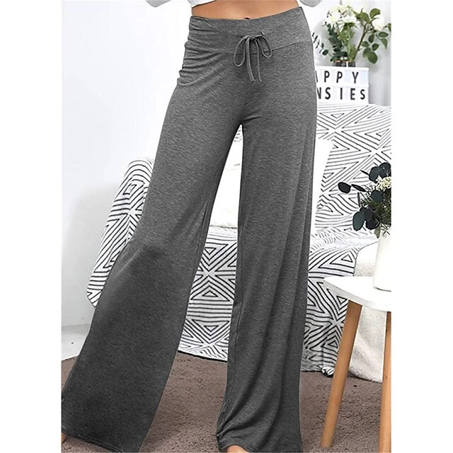 Women's Loungewear Pants Nighty 1 PCS Pure Color Fashion Simple Comfort Home Daily Vacation Cotton Breathable Long Pant Elastic Waist Basic Summer Spring Black Wine 9 Women's Loungewear Pants Nighty 1 PCS Pure Color Fashion Simple Comfort Home Daily Vacation Cotton Breathable Long Pant Elastic Waist Basic Summer Spring Black Wine - Image 7