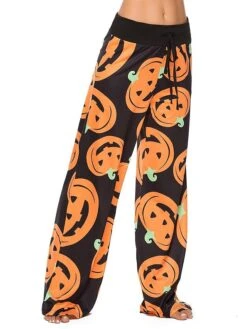 Women's Pants Pajama Pant Pumpkin Spiders Simple Casual Soft Home Halloween Daily Polyester Breathable Pant Summer Spring Sunflower Color Black -Ladies Pajamas Store hxkepi1694605410626