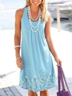 Women's Plus Size Loungewear Nightgown Nightshirt Dress Flower Simple Casual Comfort Home Daily Going Out Polyester Breathable Sleeveless Summer Spring Black Blue -Ladies Pajamas Store hyvnuf1678256953346