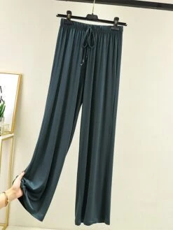 Women's Loungewear Pants Pure Color Casual Comfort Soft Home Daily Vacation Modal Breathable Long Pant Pant Elastic Waist Summer Fall Light Pink Black -Ladies Pajamas Store iasltt1690277177005