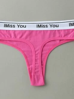 Women's Sexy Panties G-strings & Thongs Panties Seamless Panty 1pc / Pack Underwear Fashion Sexy Comfort Basic Letter Cotton Low Waist Sexy Lake Blue Black Yellow S M L -Ladies Pajamas Store ibxbkz1660292189813