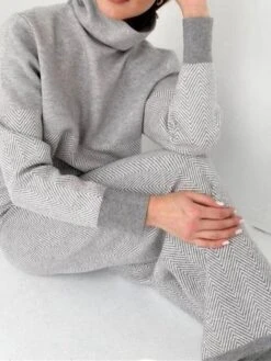 Women's Loungewear Sets Pure Color Maillard Casual Comfort Soft Street Daily Vacation Polyester Breathable High Neck Long Sleeve Pant Elastic Waist Fall Winter Gray