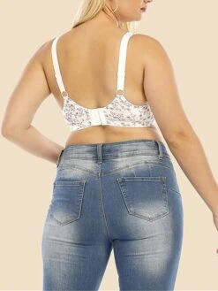 Women's Plus Size Bra Flower Undergarments Home Bed Lace Breathable Straps Sleeveless Backless Summer Spring White Wine -Ladies Pajamas Store ifkllp1694606893350