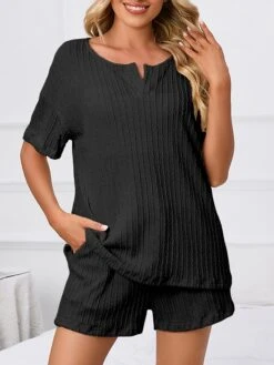Women's Plus Size Loungewear Sets Pure Color Casual Comfort Soft Home Street Daily Polyester V Wire Short Sleeve T Shirt Tee Shorts Pocket Summer Spring Black Pink 31 Women's Plus Size Loungewear Sets Pure Color Casual Comfort Soft Home Street Daily Polyester V Wire Short Sleeve T Shirt Tee Shorts Pocket Summer Spring Black Pink -Ladies Pajamas Store ifnvhe1679463223004