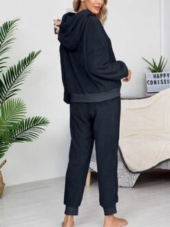 Women's Fleece Lounge Sets 2 Pieces Pure Color Fashion Casual Comfort Street Daily Date Polyester Warm Hoodie Long Sleeve Pant Fall Winter Pink Camel -Ladies Pajamas Store ijcbsm1689845870361