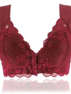 Women's Lace Bras Fixed Straps Sheer Bras Full Coverage V Neck Breathable Lace Pure Color Front Closure Date Casual Daily Nylon Sexy 1PC Black Gray / Bras & Bralettes / 1 PC -Ladies Pajamas Store ikdkgk1640080873147