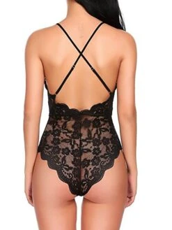 Women's Lace Backless Sexy Lingerie Sexy Bodies Nightwear - Spandex Solid Colored Sexy Lingerie Set Black / White / Red S M L -Ladies Pajamas Store ilxvva1697793491528